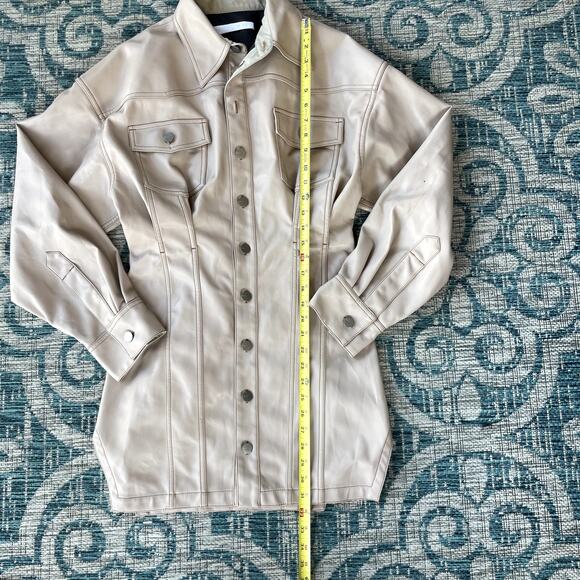 Fenty by Rihanna Faux Leather Button-Down Mini Dress Cream - Size 40 - Picture 10 of 12
